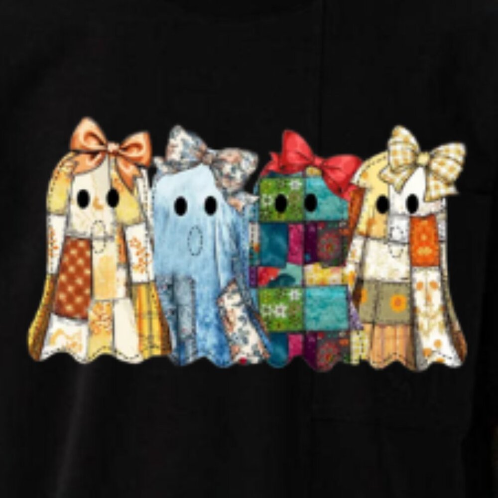 Patchwork Ghosts And Floral Fall Ghost Tee, Trend… - image 2